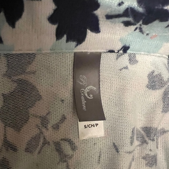 PJ Couture Blue & White Floral Pajama Set, Small, new with tags - Picture 3 of 5